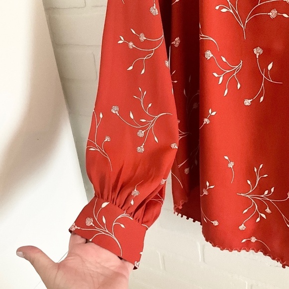 REVOLVE x Joie Allea Blouse Peasant Orange Cinnamon/Cream As seen on TV Sz S - Picture 10 of 16